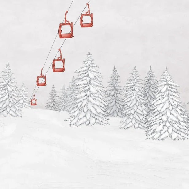 Carta da parati rossa per gondola di montagna