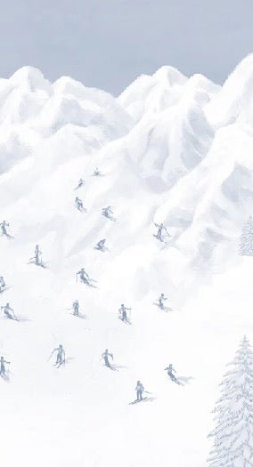 Carta da parati blu per sciatori di montagna