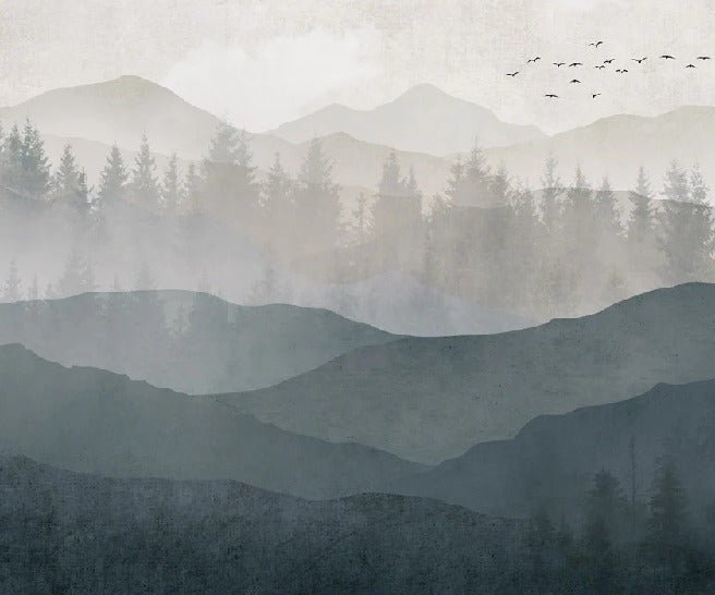Carta da parati panoramica della natura in bianco e nero