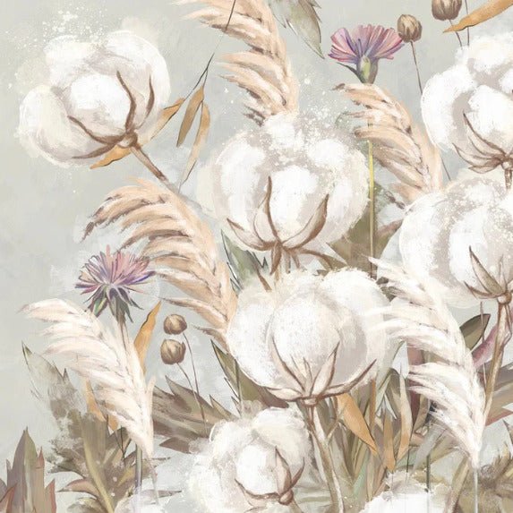 Carta da parati panoramica con fiori di cotone