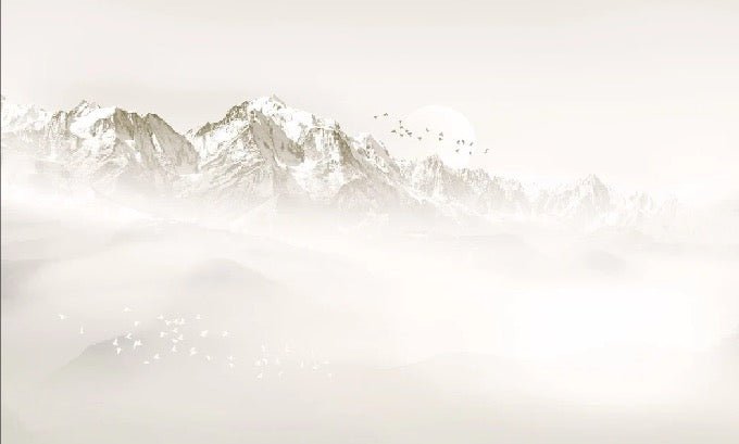 Papier peint Mont blanc lune et oiseau, XXL, tendance