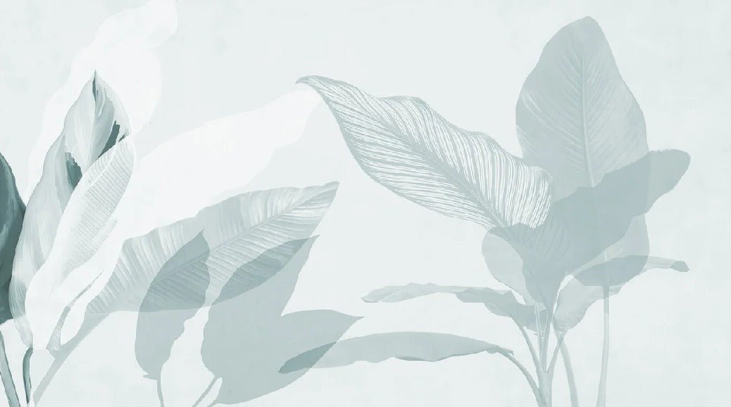 Papier peint feuillage moderne vert d'eau