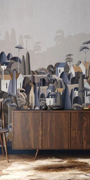 Papier peint village maisons exotiques, XXL, tendance