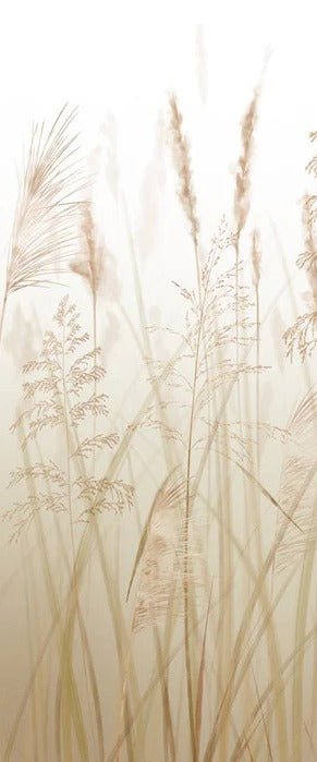 Carta da parati beige con fiori di campo di grano