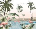 Carta da parati Oasis flamingo
