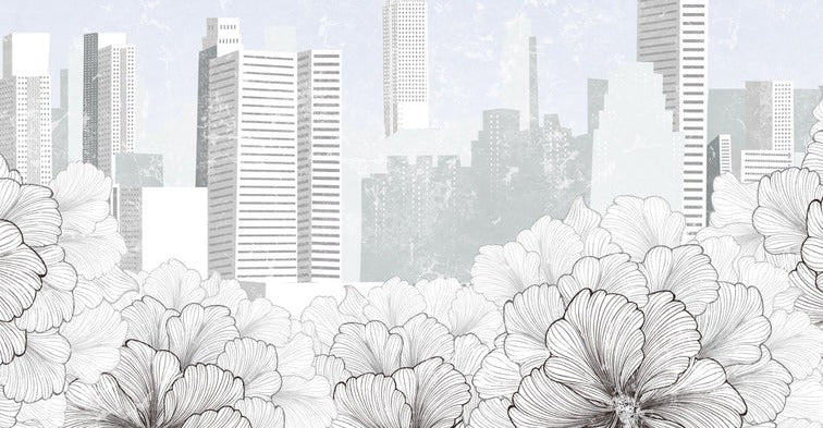 Carta da parati moderna in bianco e nero della città di New York