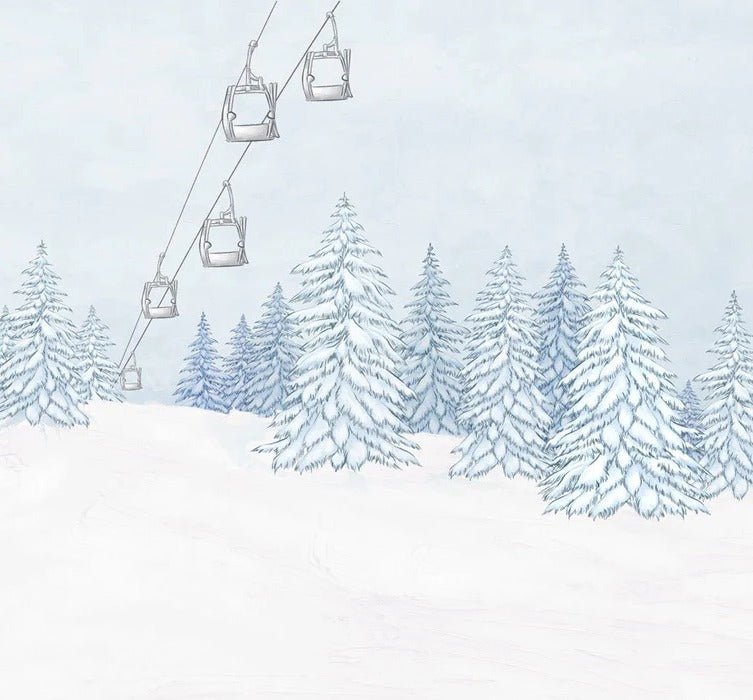 Papier peint montagnes télécabine bleu, XXL, tendance