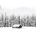 Papier peint panoramique chalet en montagne, XXL, tendance