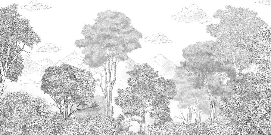 Foreste e montagne panoramiche in carta da parati