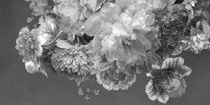 Carta da parati con fiori di peonia in bianco e nero