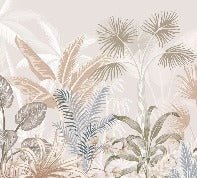 Papier peint panoramique jungle terracotta, mural concept, tendance