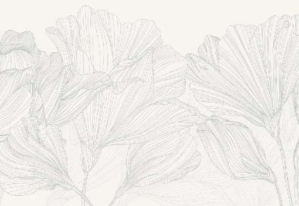 Carta da parati panoramica Valzer di fiori in bianco e grigio