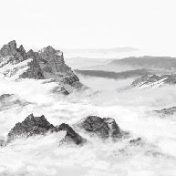 Papier peint panoramique montagne noir et blanc, XXL, tendance