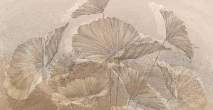 Papier peint panoramique lotus sepia, XXL, tendance