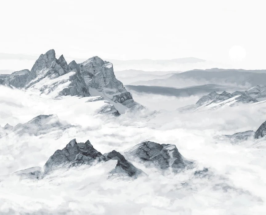 Carta da parati panoramica della montagna blu
