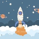 Carta da parati per la cameretta dei bambini razzo universo spazio