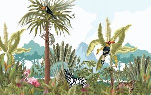 Carta da parati panoramica della giungla per bambini