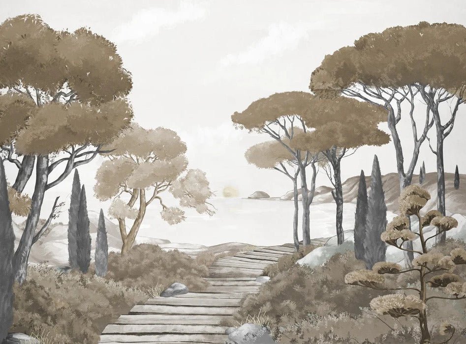 Papier peint balade dans les calanques brun, XXL, tendance