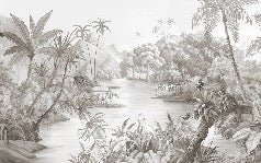 Papier peint panoramique jungle pittoresque, XXL, tendance