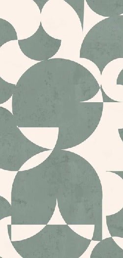 Papier peint rétro forme graphique vert ardoise, XXL, tendance