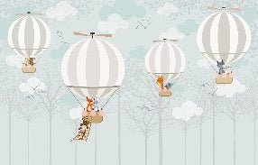Carta da parati per bambini con mongolfiera nordica