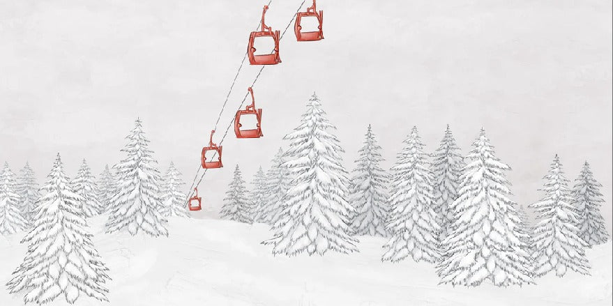 Carta da parati rossa per gondola di montagna