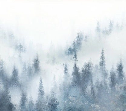 Carta da parati acquerellata blu nebbia di abete