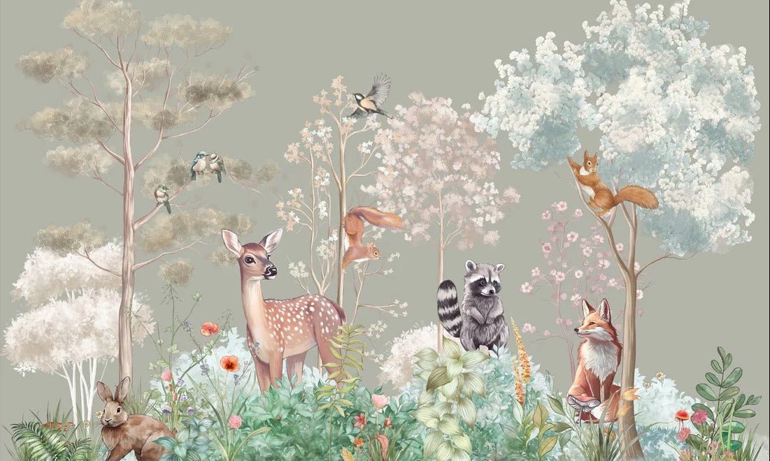 Carta da parati per la cameretta dei bambini Magic nature sage