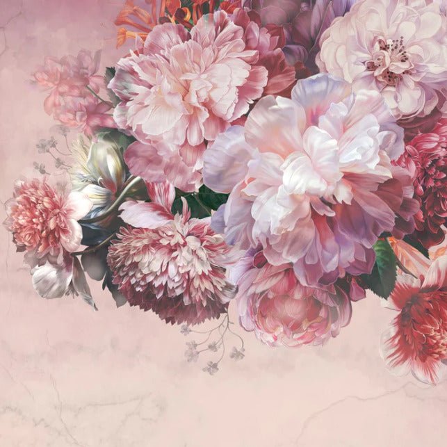 Carta da parati panoramica con peonie rosa