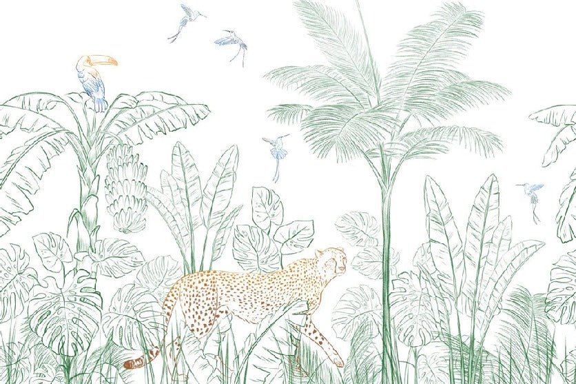 Carta da parati leopardata verde della giungla