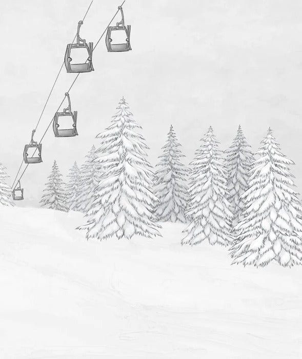 Carta da parati in bianco e nero per gondola di montagna