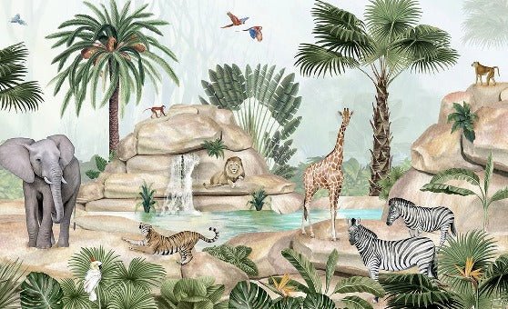 Carta da parati per bambini oasi degli animali