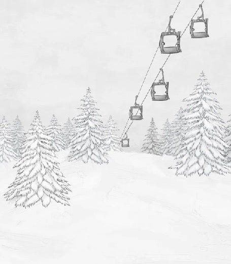 Carta da parati in bianco e nero per gondola di montagna