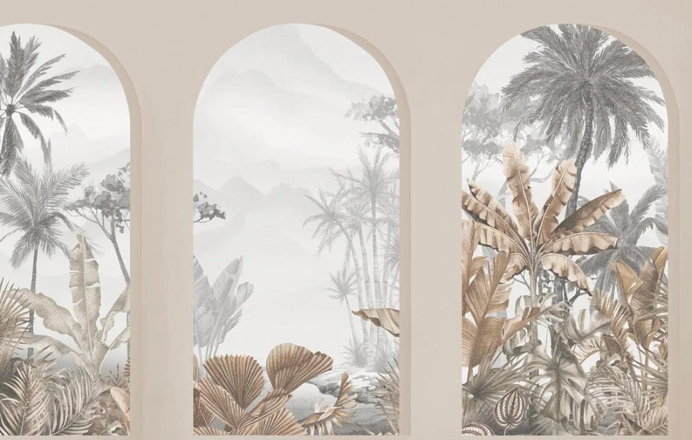 Papier peint arches tropicales sépia, XXL, tendance