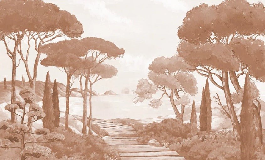 Carta da parati Passeggiata nei torrenti in terracotta