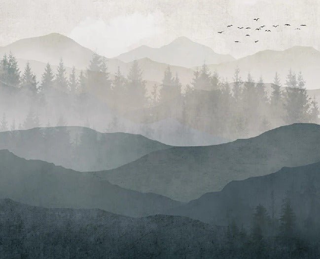 Carta da parati panoramica della natura in bianco e nero