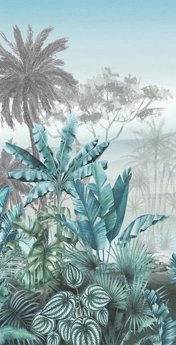 Carta da parati blu tropicale di tendenza