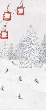 Papier peint télécabine skieurs colorés, XXL, tendance