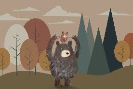 Carta da parati con orso bruno per bambini