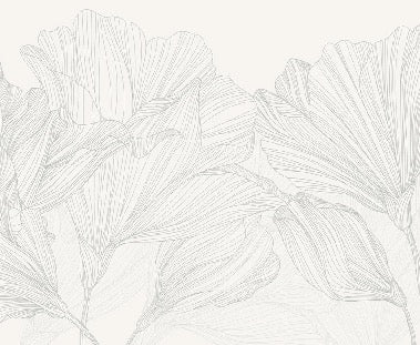 Carta da parati panoramica Valzer di fiori in bianco e grigio