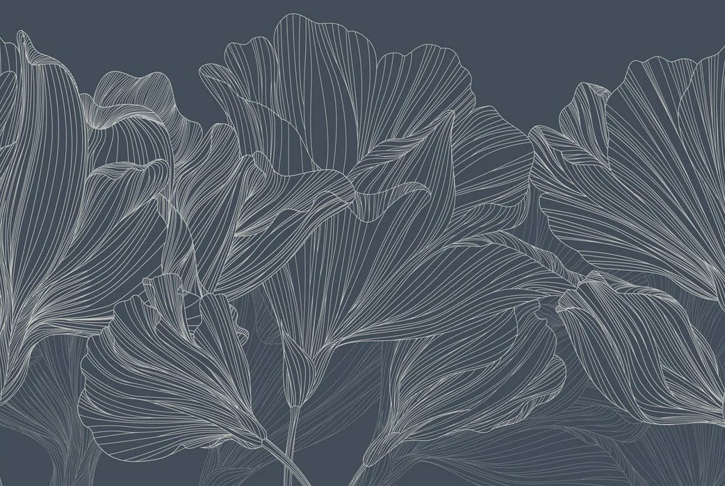 Papier peint panoramique valse des fleurs bleu, XXL, tendance