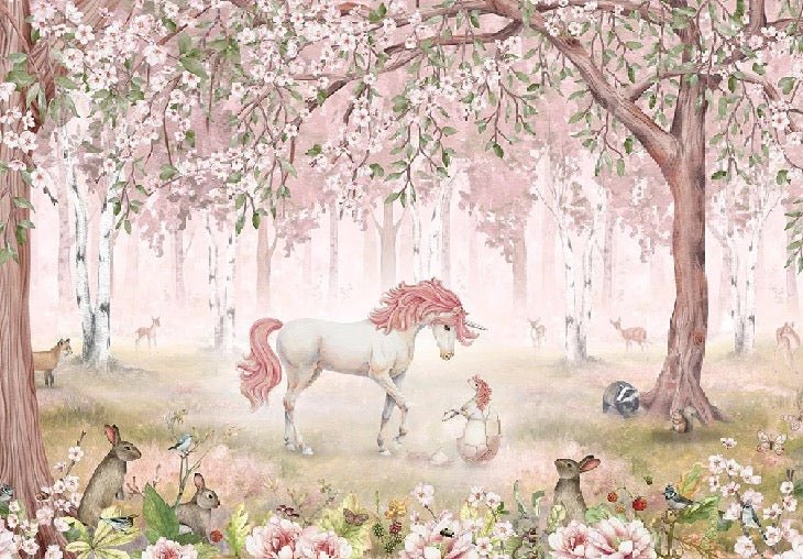 Carta da parati rosa fata unicorno