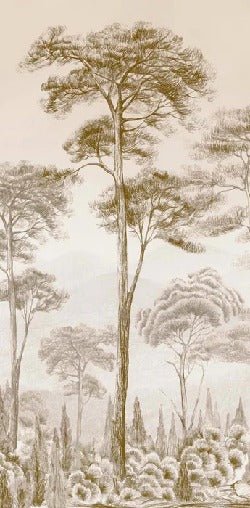 Carta da parati natura pineta seppia
