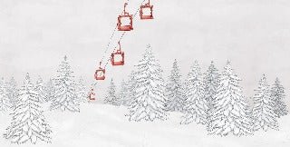 Carta da parati rossa per gondola di montagna