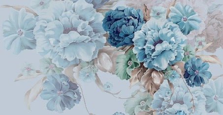 Carta da parati con fiori blu