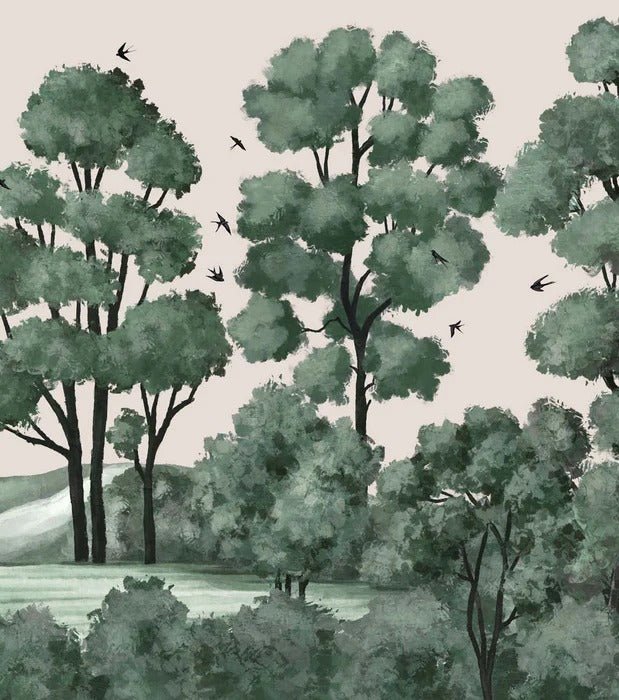 Papier peint paysage rivière forêt, XXL, tendance