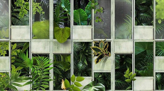 Papier peint panoramique verrière nature plante, XXL, tendance