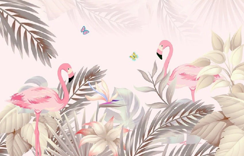 Carta da parati Palm & Pink Flamingo