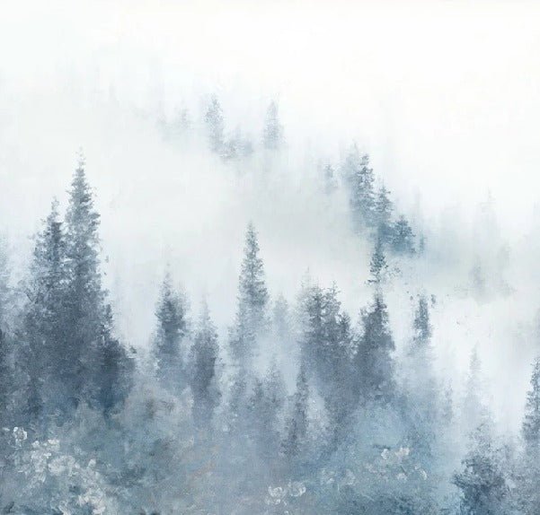 Carta da parati acquerellata blu nebbia di abete