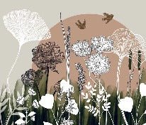 Papier peint panoramique illustration florale, XXL, tendance